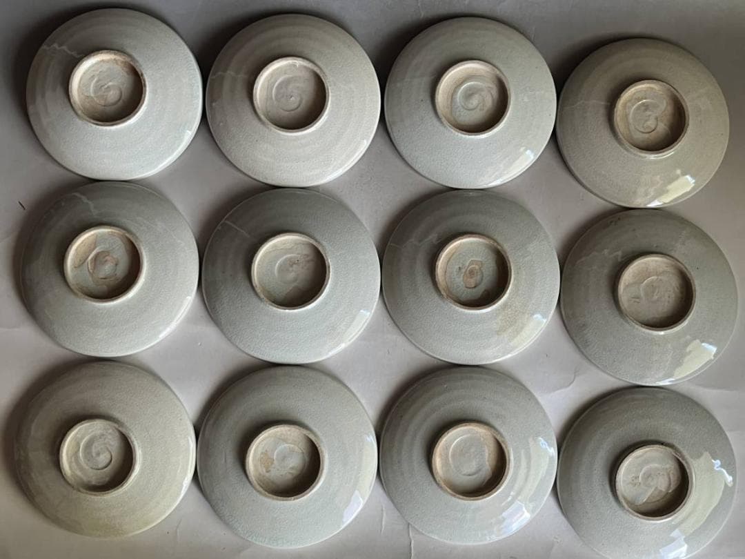 皿■絵変わり 12客 栖鳳 菓子皿 渦巻き皿 絵替 亀 茸 鶏 松 山里 骨董■