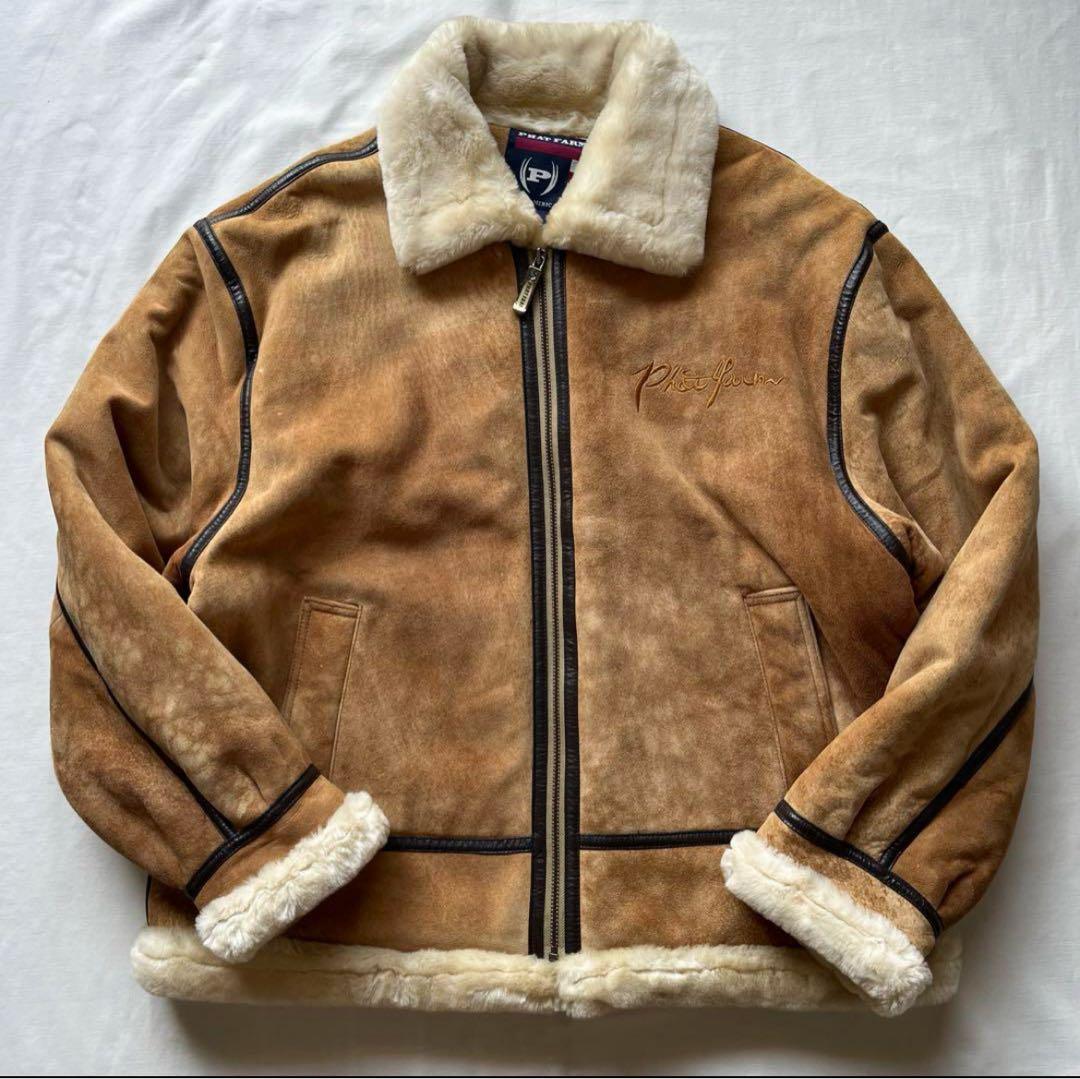 phat farm ファットファーム　ムートンジャケット　b-3 レザー　レア