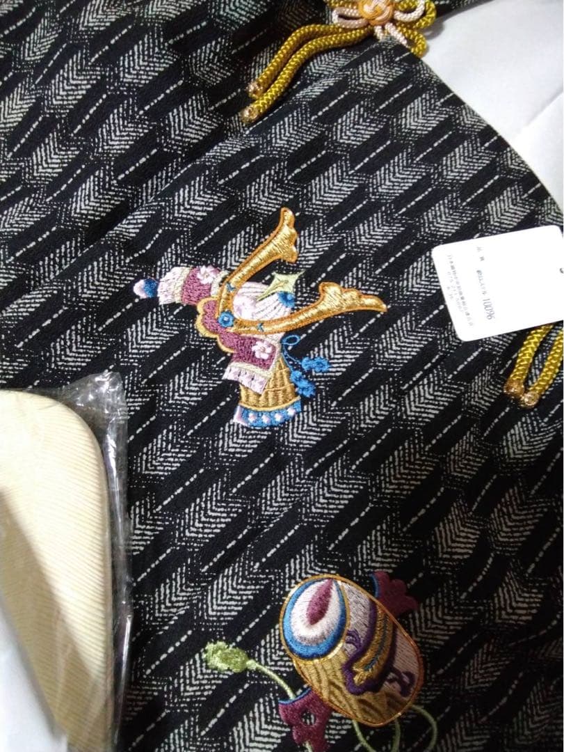 男の子用・3歳から5歳向け・表側正絹・お着物とお被覆セット・目立たない汚れあり