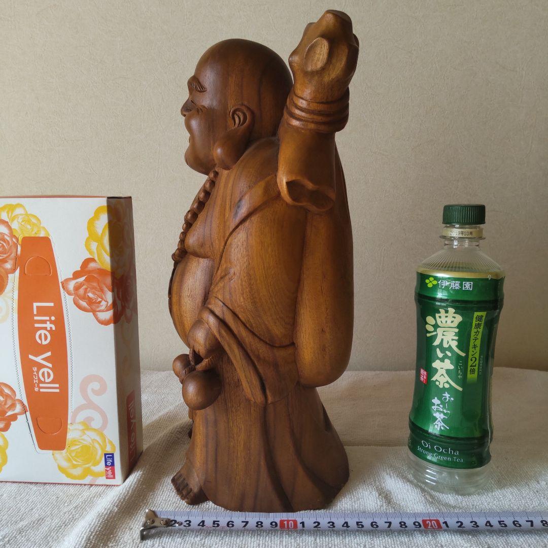 美品 布袋様 35㎝ 3㎏ 芯材上等品の木彫り 布袋尊 蔵出し