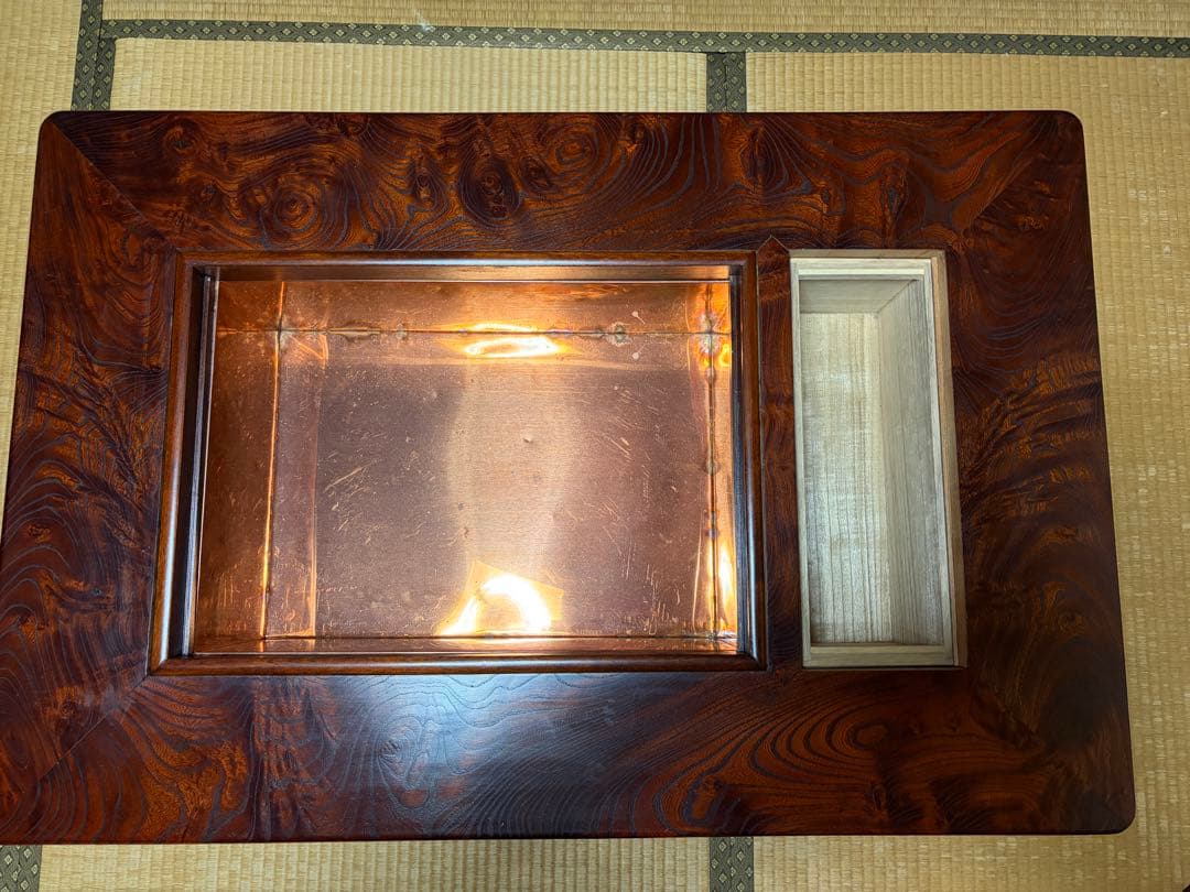 【未使用品】高級囲炉裏テーブル　古民家家具　工芸品　箱火鉢　座卓　送料込
