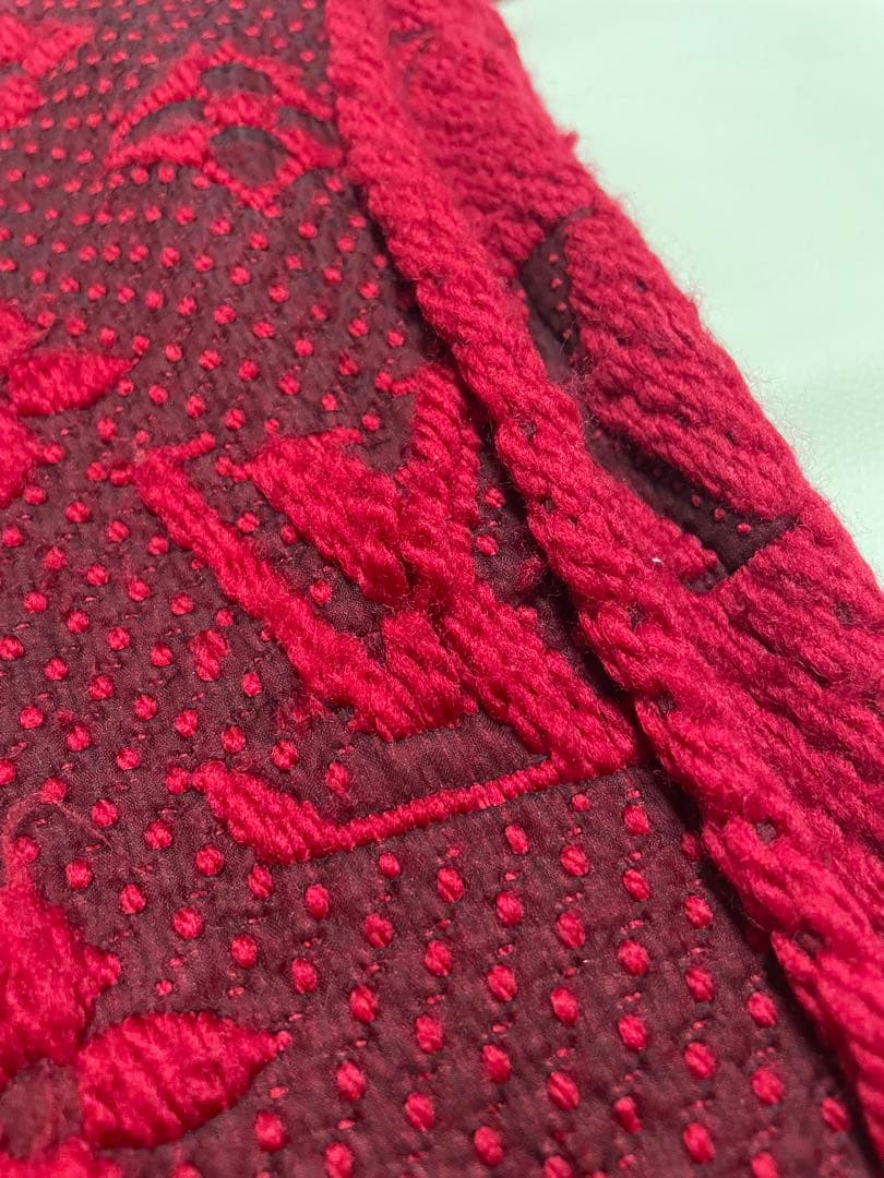 Louis Vuitton レッド マフラー モノグラム