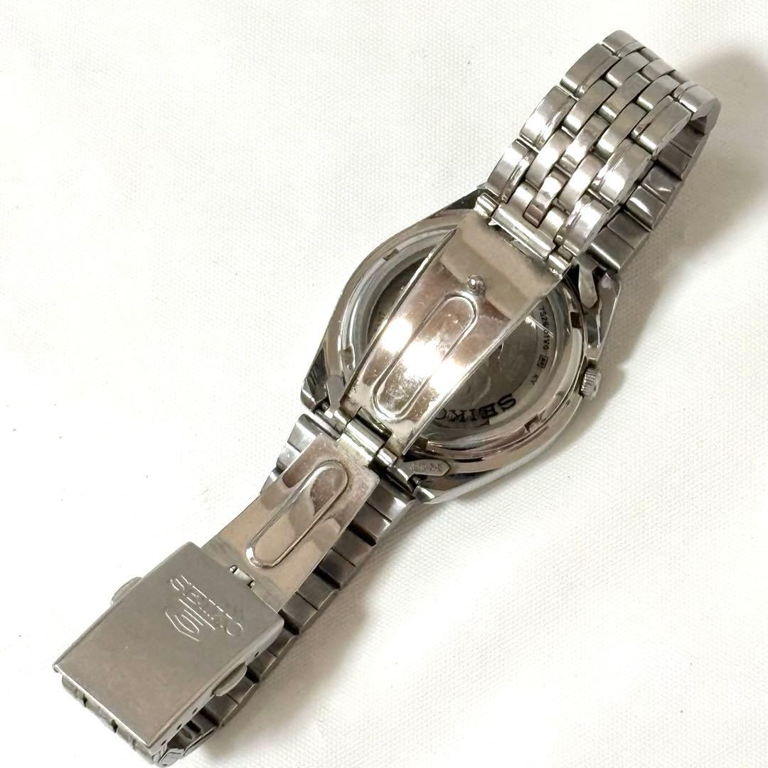 美品 稼働✨SEIKO 5・自動巻き 裏スケ 3針 デイデイト シルバー