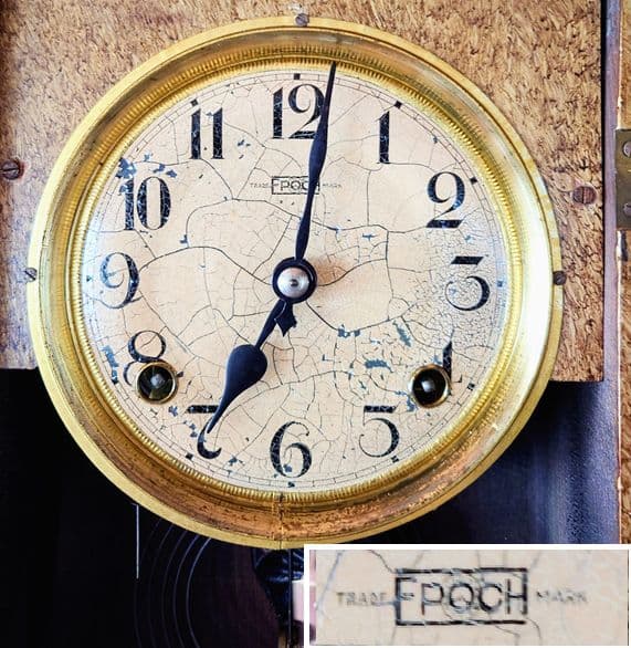 〈OH済完動・美品〉今津時計店EPOCH印　宮型ゼンマイ振り子掛け時計