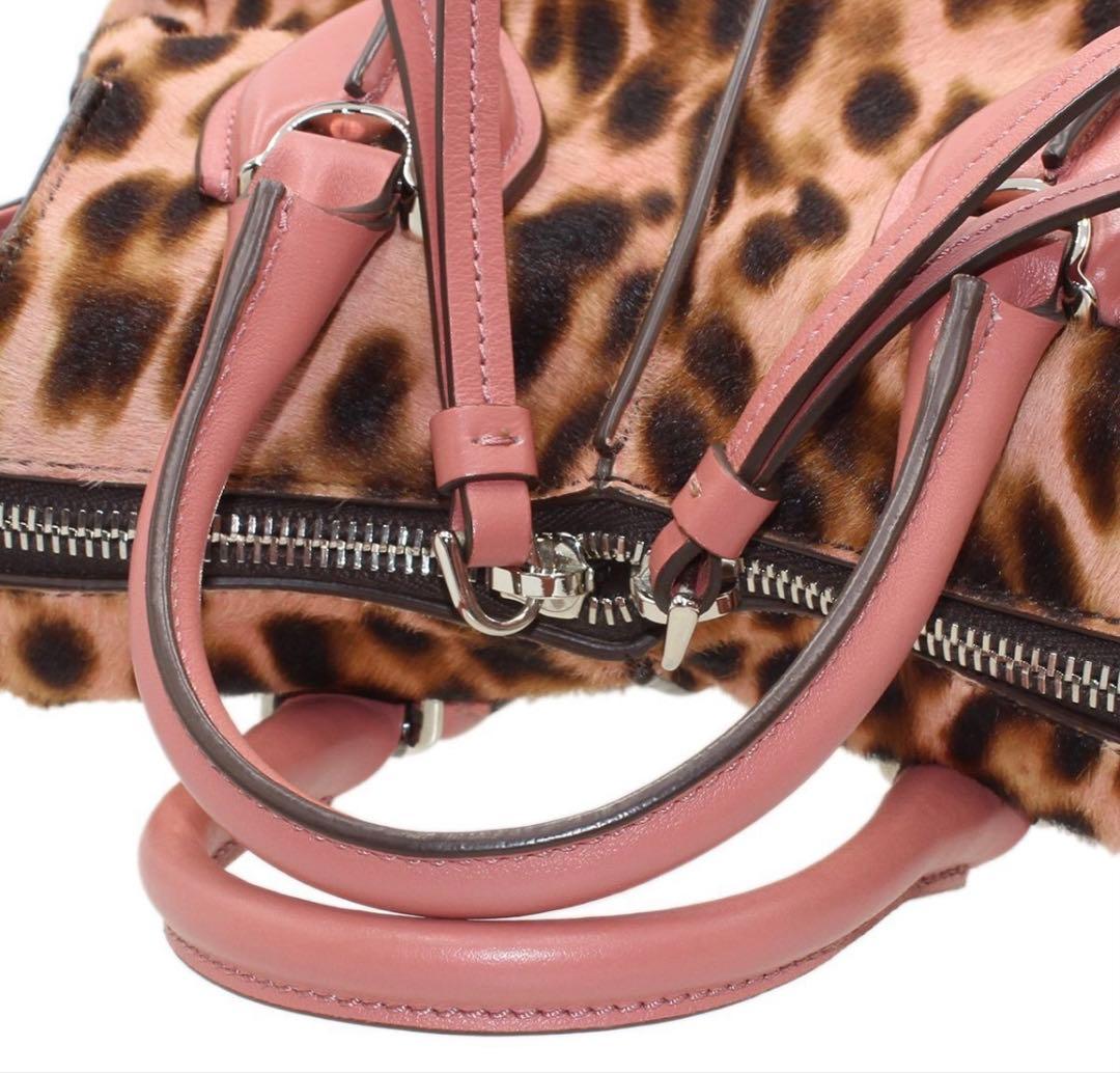 S2035 美品 トッズ Dスタイリング マイクロ レオパード ハラコ×レザー