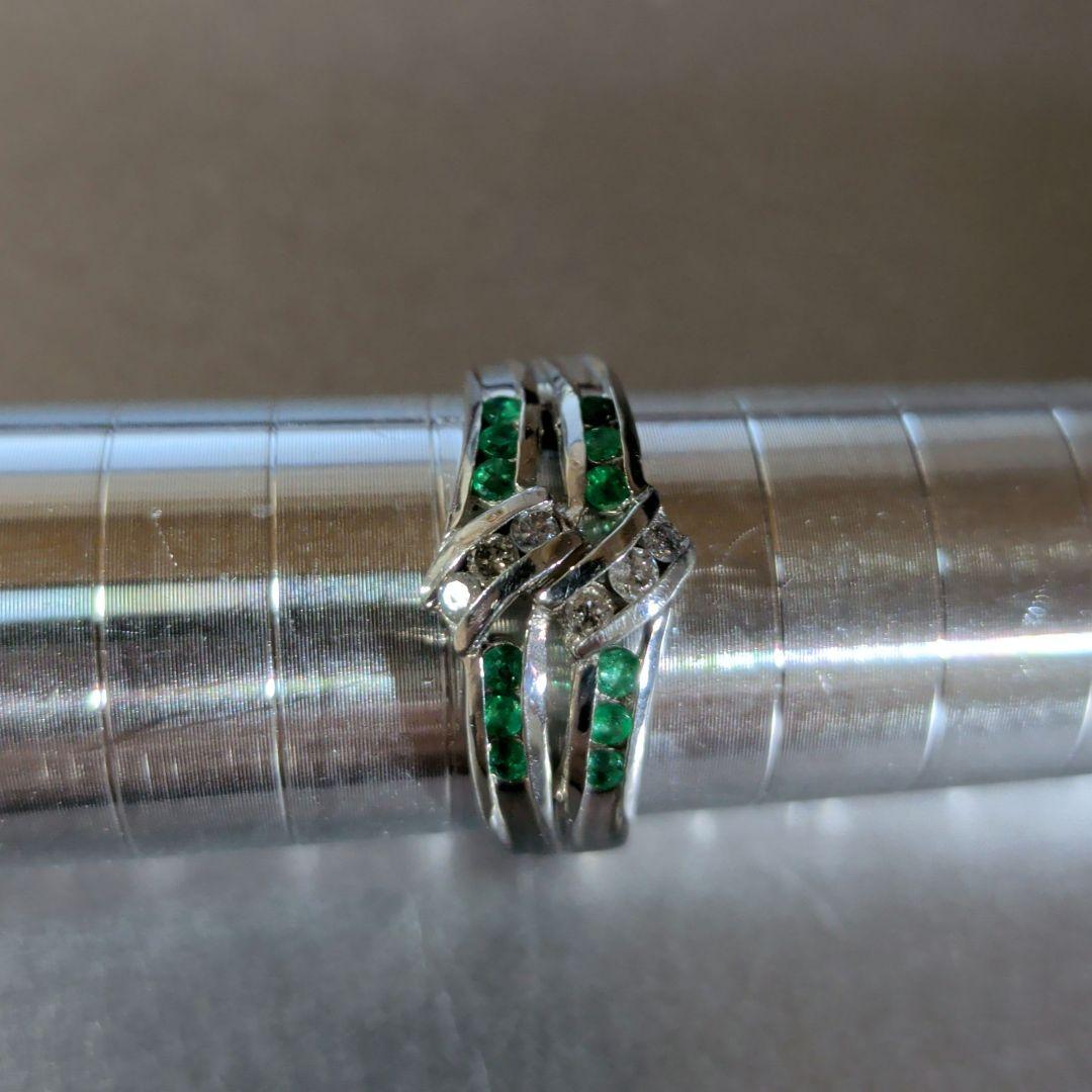 リング　Pt900　エメラルド計0.25ctダイヤモンド計0.12ct4.87g