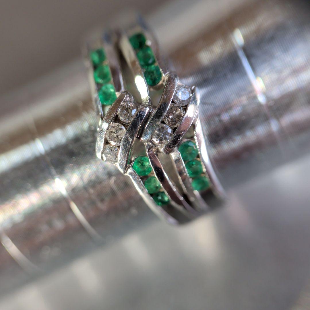 リング　Pt900　エメラルド計0.25ctダイヤモンド計0.12ct4.87g