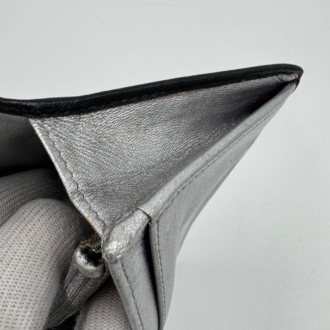 CHANEL シャネル マドモアゼル レザー 2つ折り 長財布 黒 シルバー