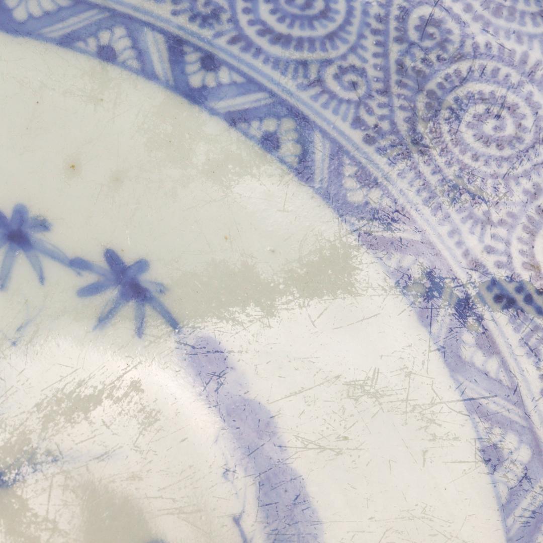 古伊万里 太明成化年製 染付 蛸唐草文 松竹梅図 尺皿