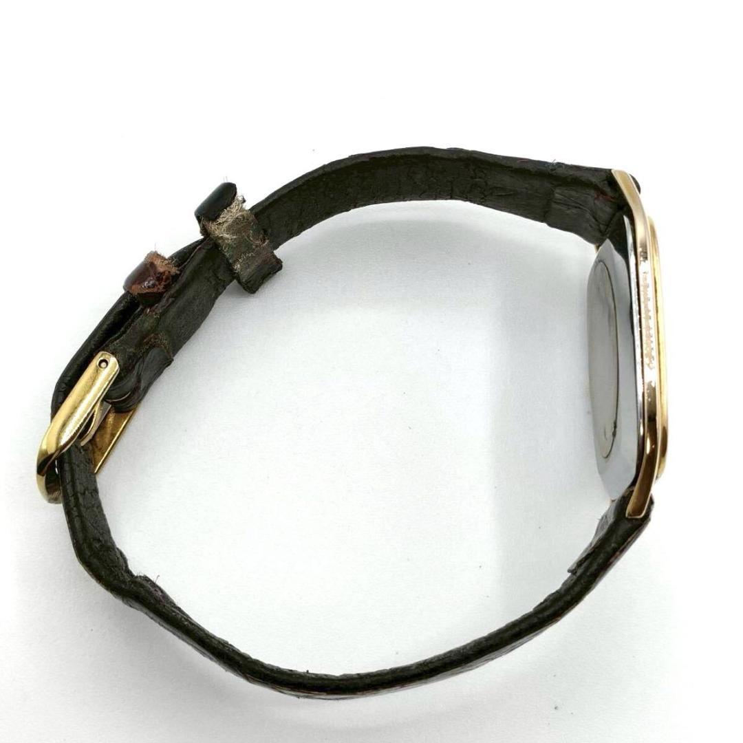 稼働品✨LONGINES レザー QZ ゴールド文字盤 2針 腕時計 メンズ