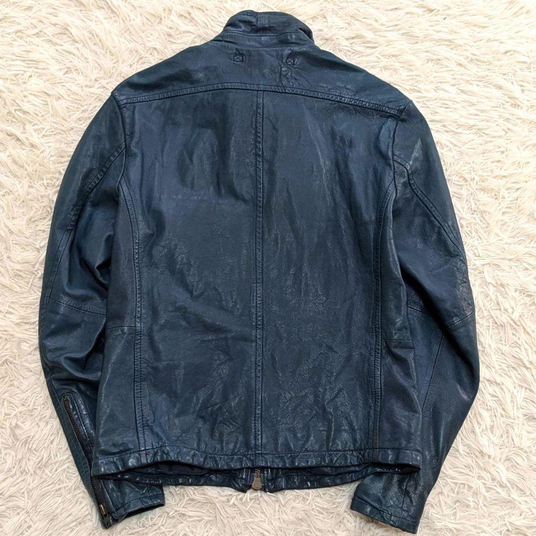 AVIREX アヴィレックス レザージャケット 羊革 ターコイズブルー Mサイズ