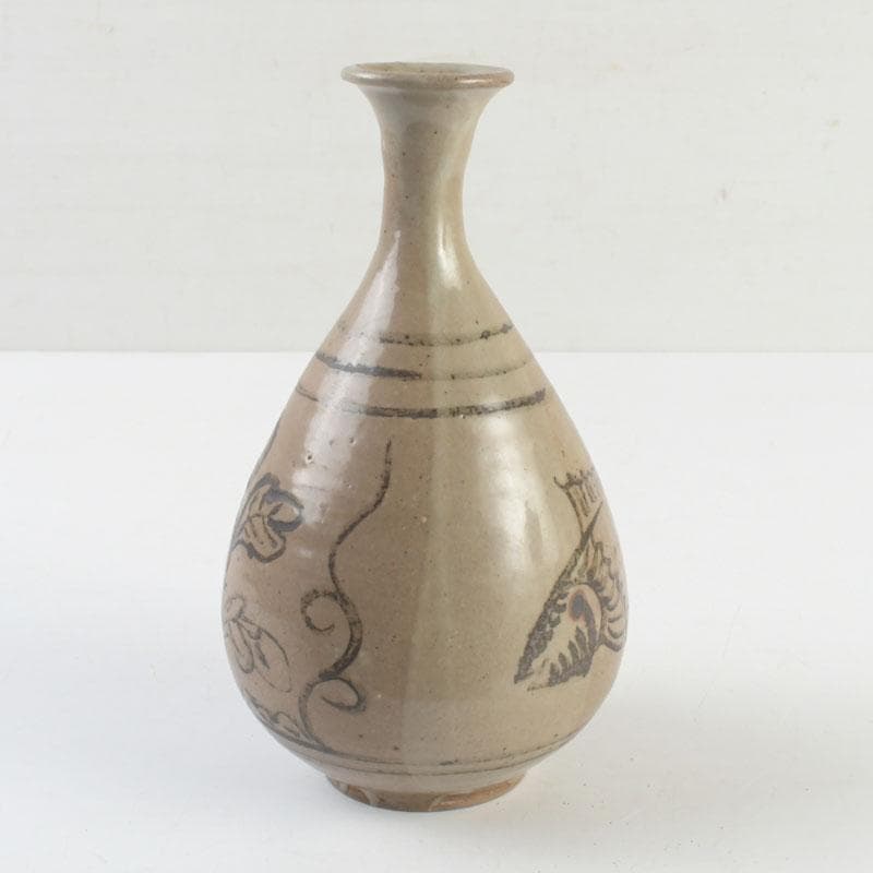 中国美術　磁州窯　鉄絵　魚藻文瓶　V　9366