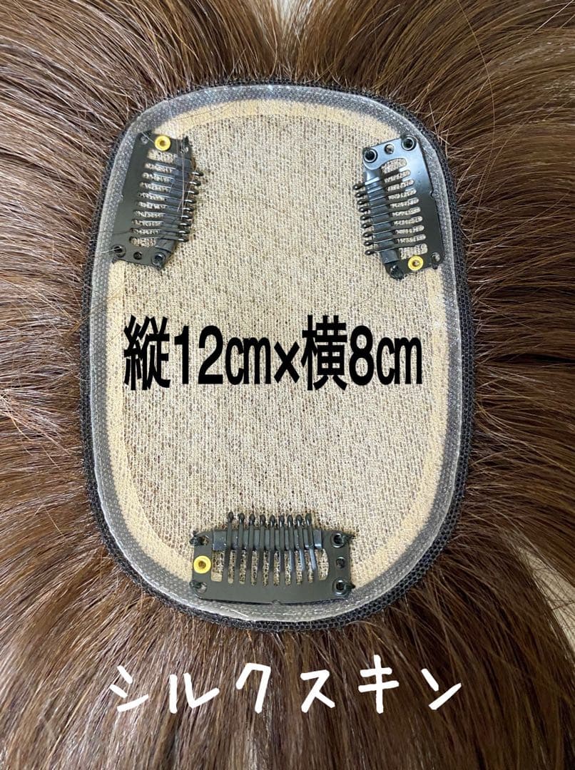 人毛100% ヘアピース　ブラウン28 シルクスキン　総手植え引き抜き　前カット