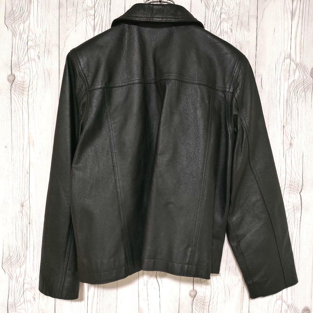 ヴィンテージ レザージャケット シングル ライダース 本革 豚革 ブラック L