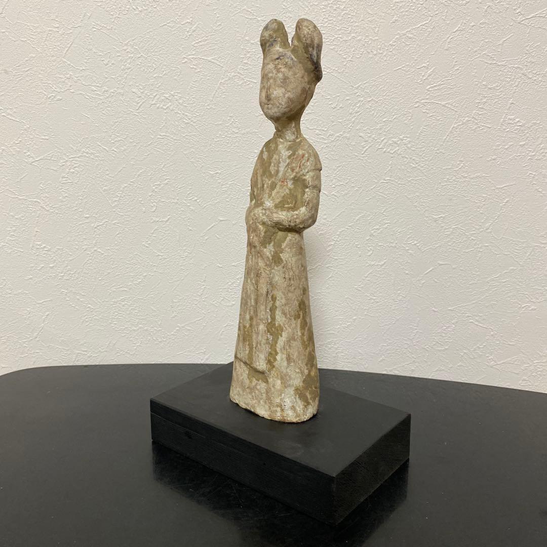 中国美術 唐 加彩 婦人俑 置物