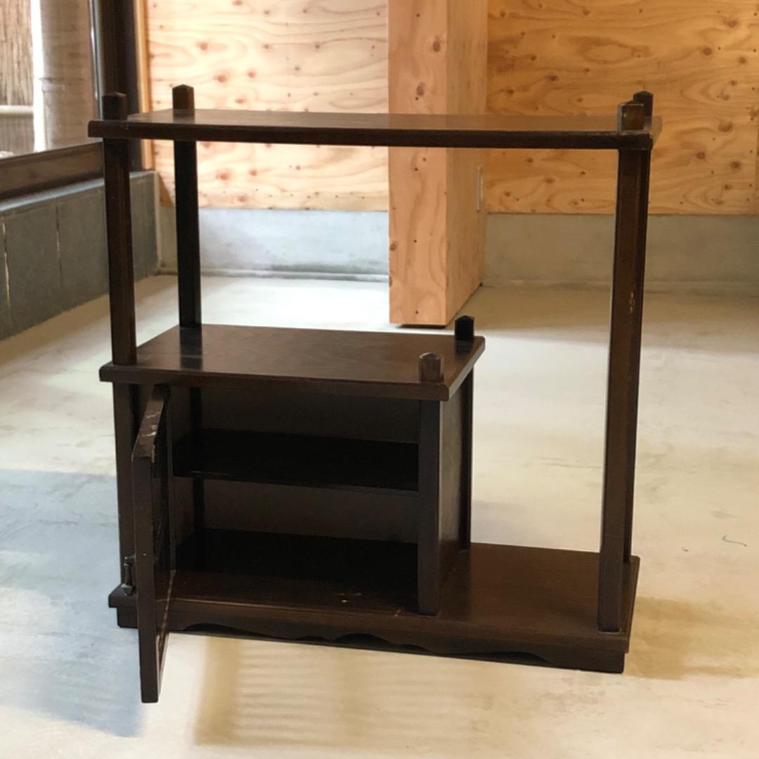 【昭和アンティーク】　戸棚　ガラス戸　飾り棚　ディスプレイ　昭和　和家具　木製