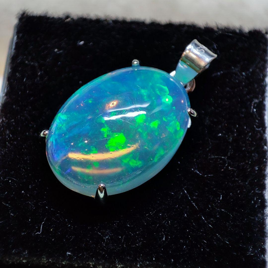 天然石エチオピアオパール　ペンダントトップ　ハンドメイド　Silver 925㉔