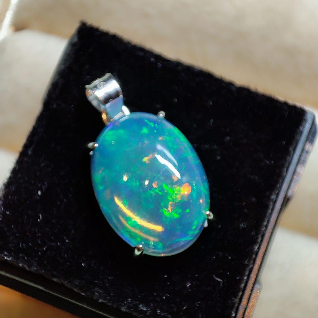 天然石エチオピアオパール　ペンダントトップ　ハンドメイド　Silver 925㉔