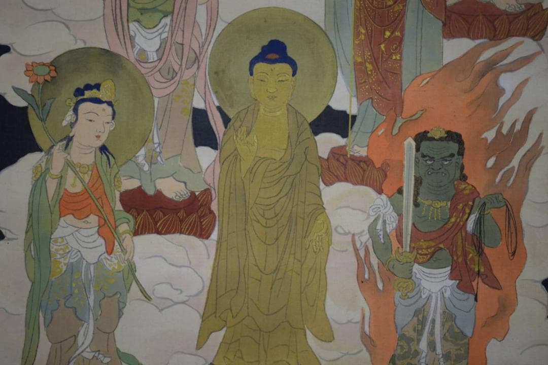 不詳作者不明/弘法大師図/十三佛/十三仏/双幅/布袋屋掛軸HF-345