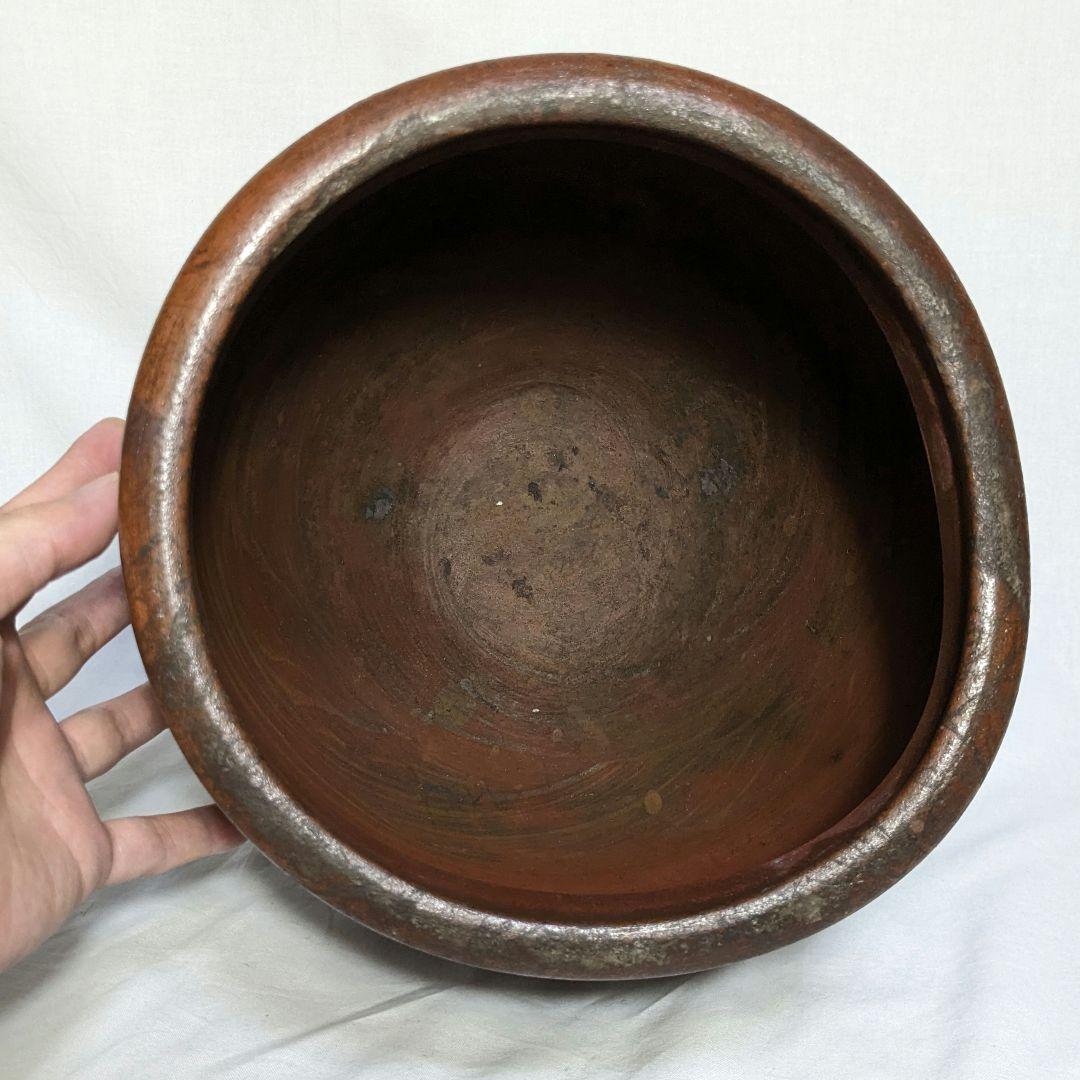 明治初期 木村長十郎友明 備前焼 かめ 水甕 水瓶 メダカ鉢 金魚鉢 花器 置物