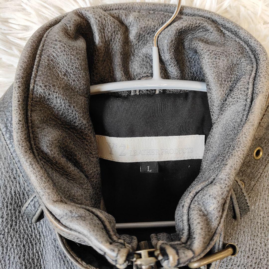 Y'2 LEATHER　レザー シングルライダース　M〜 L 牛革　グレー