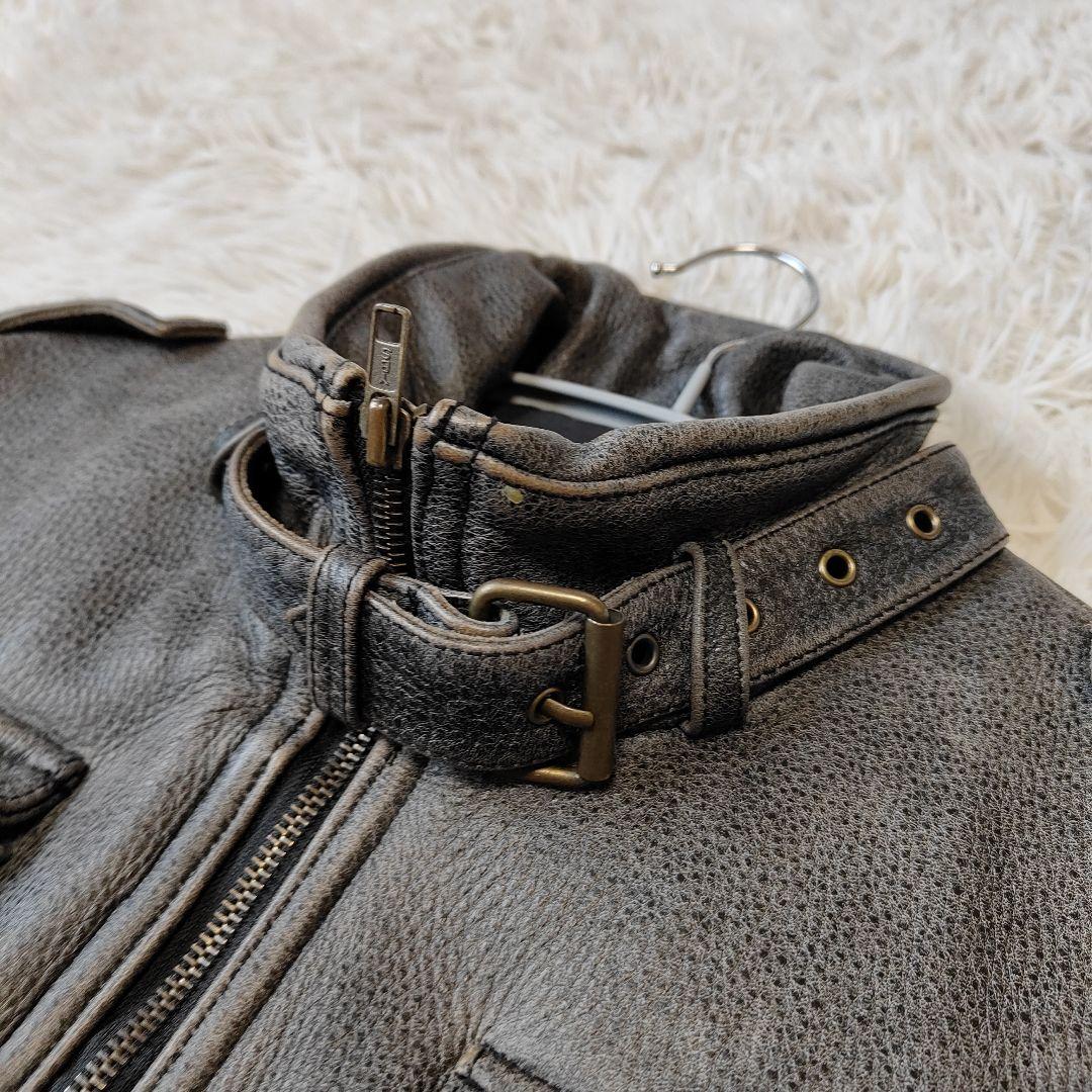 Y'2 LEATHER　レザー シングルライダース　M〜 L 牛革　グレー