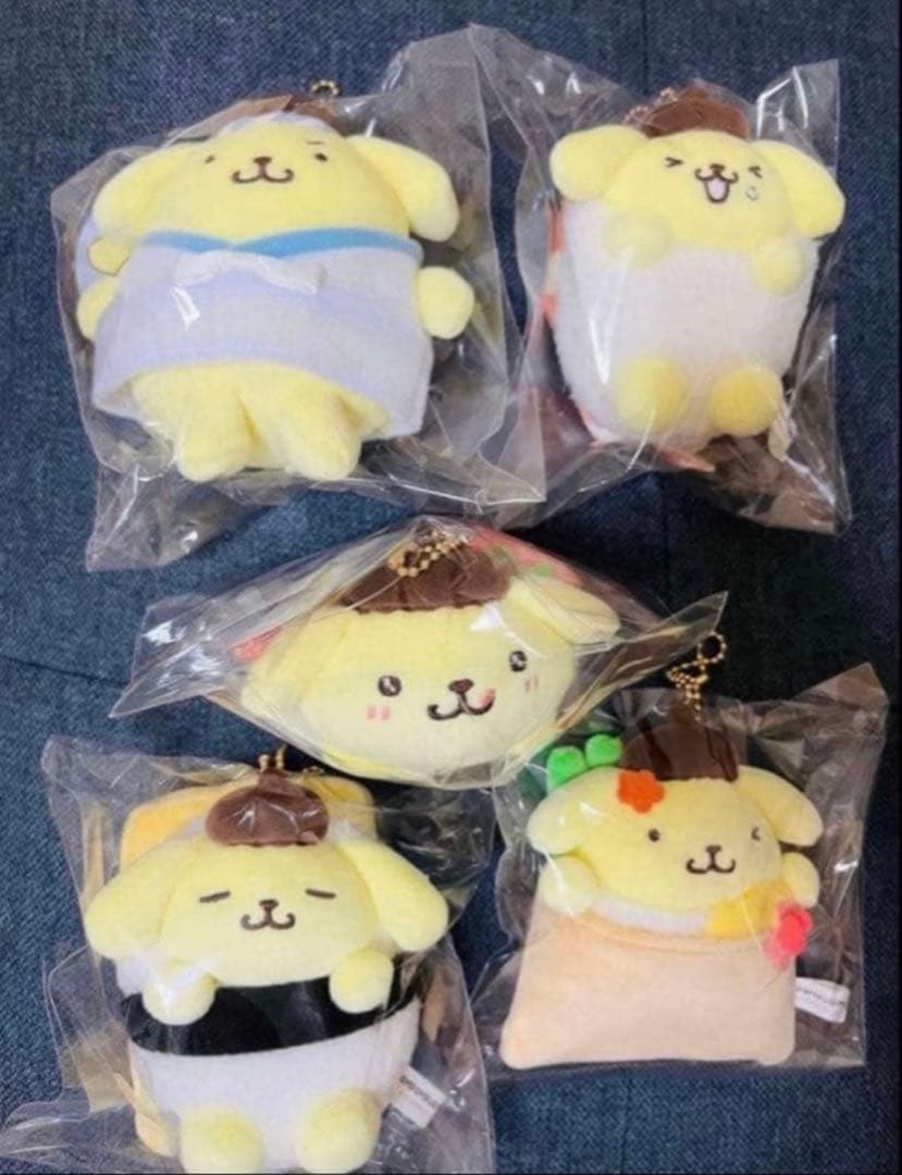 新品　サンリオ　ポムポムプリン ポムポムおすしマスコット　すし職人　ぬいぐるみ
