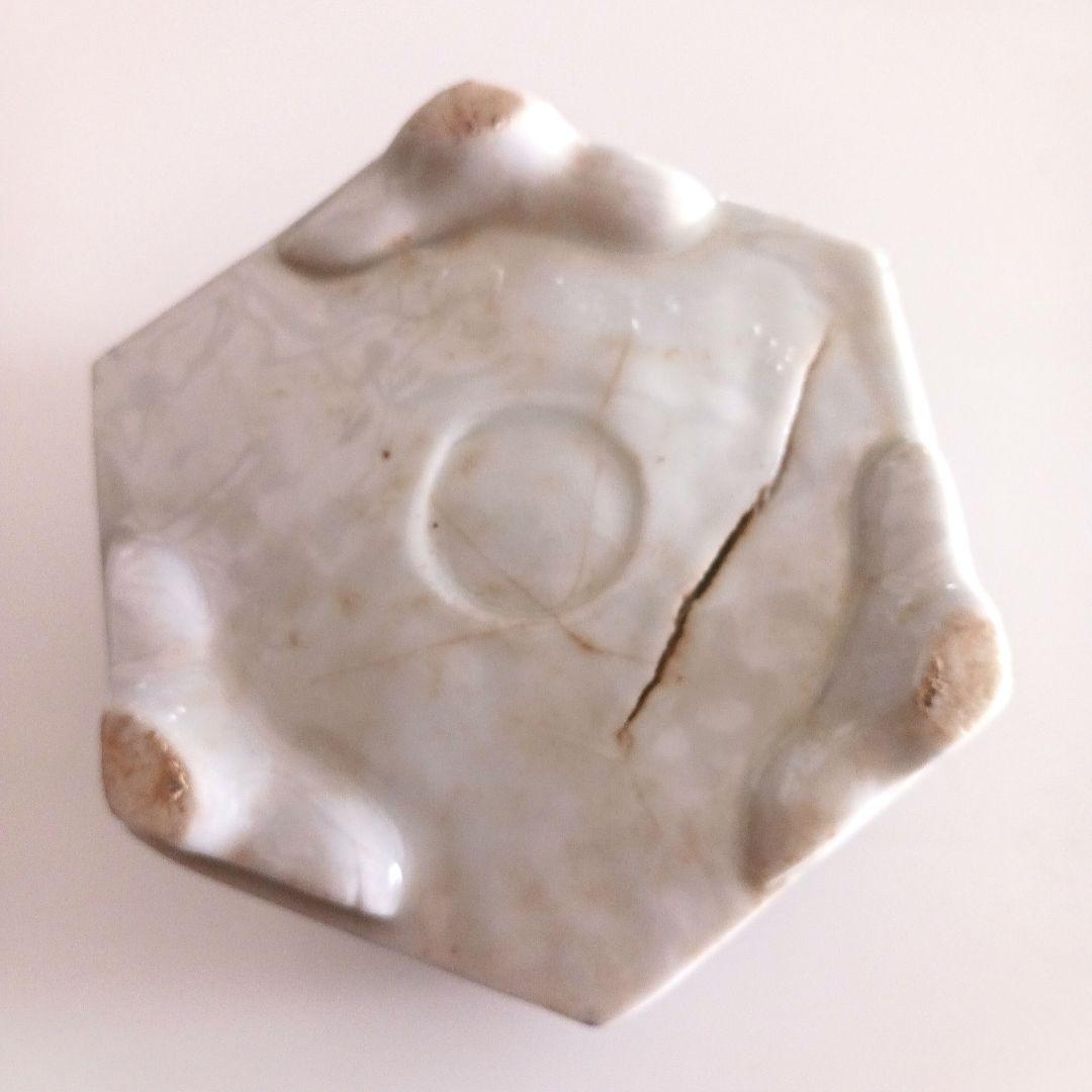 古伊万里　染付六角透かし盃台