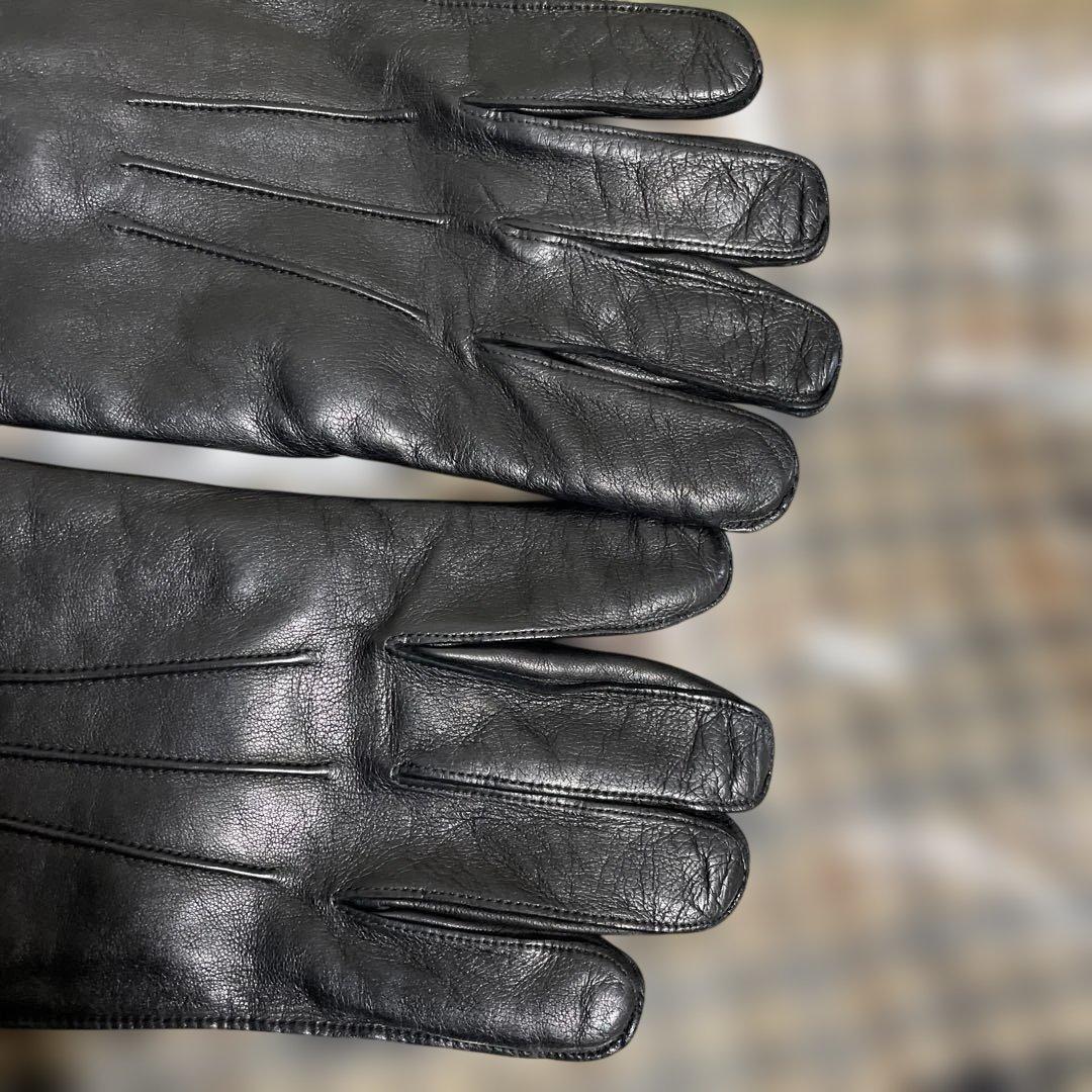 【未使用近い】新品艶感そのまま/COACH本革レザー防寒手袋Ｍメンズ