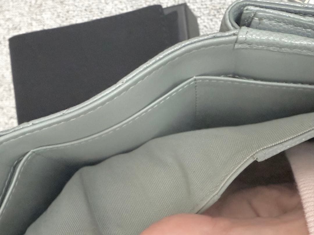 CHANEL シャネル ミニ財布 コンパクトウォレット ブルーグレー