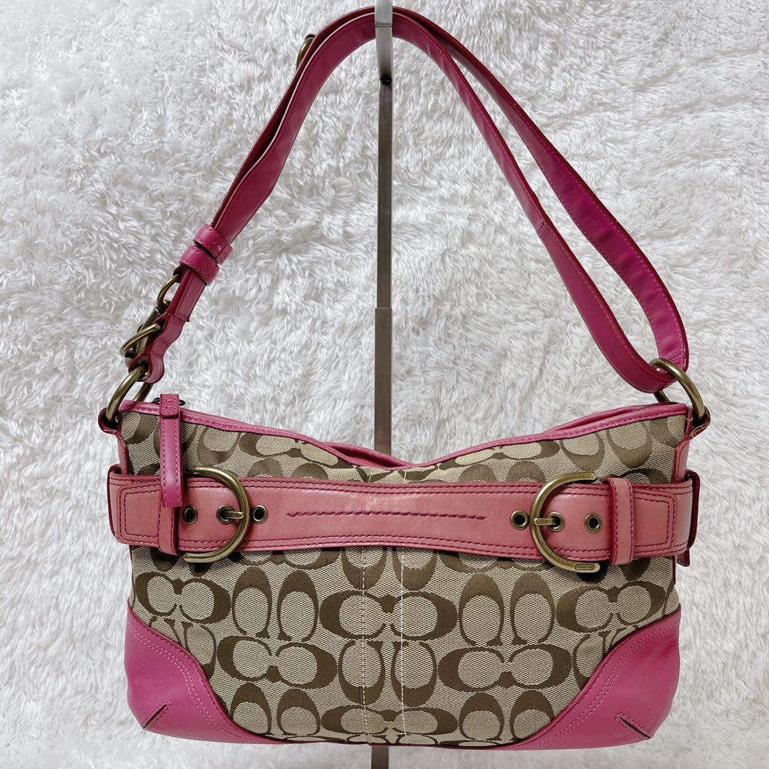 バッグ COACH Shoulder Bag Signature pink F07077