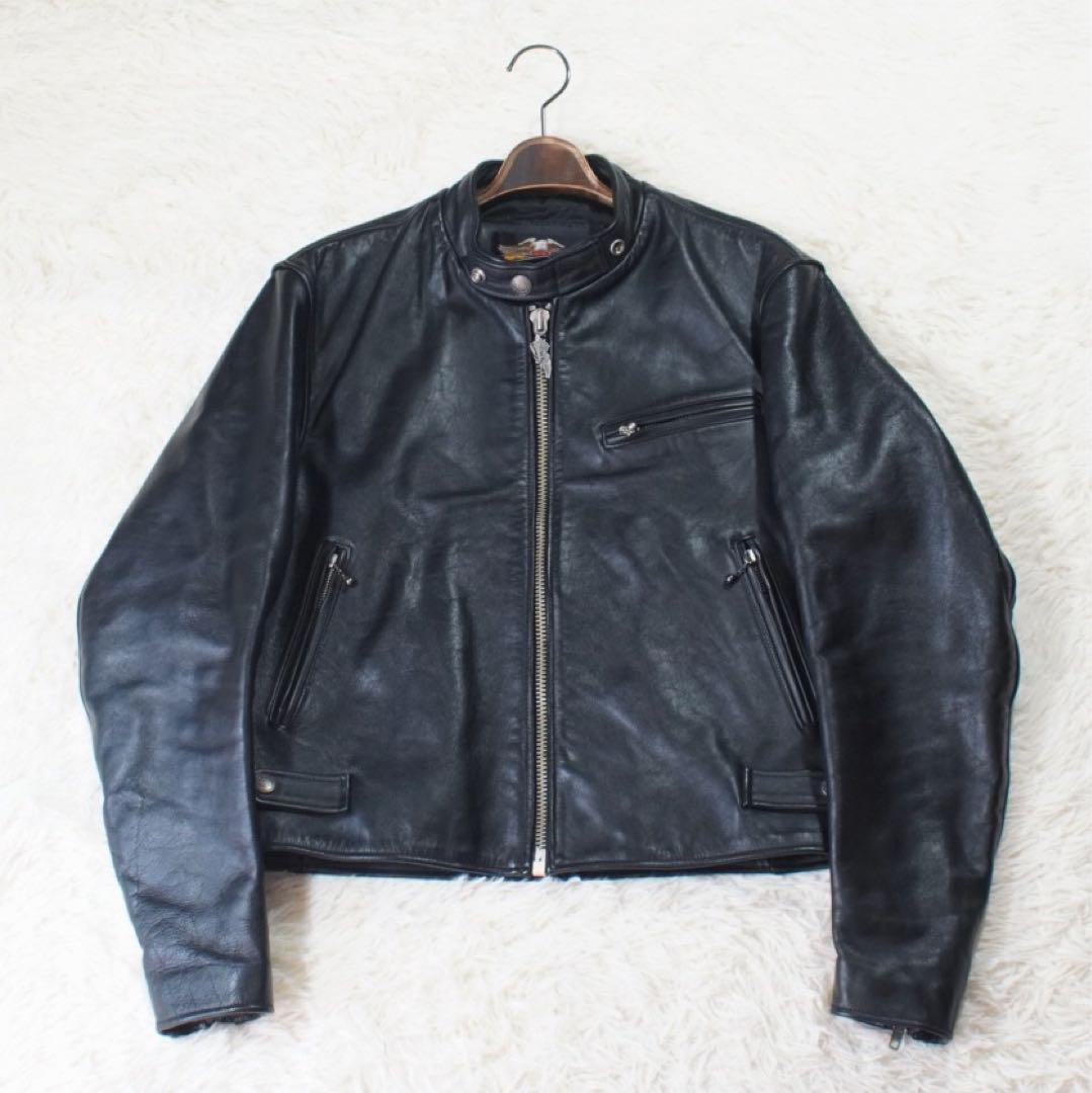 黄金サイズ《Harley-Davidson》シングルライダースジャケット(L)黒