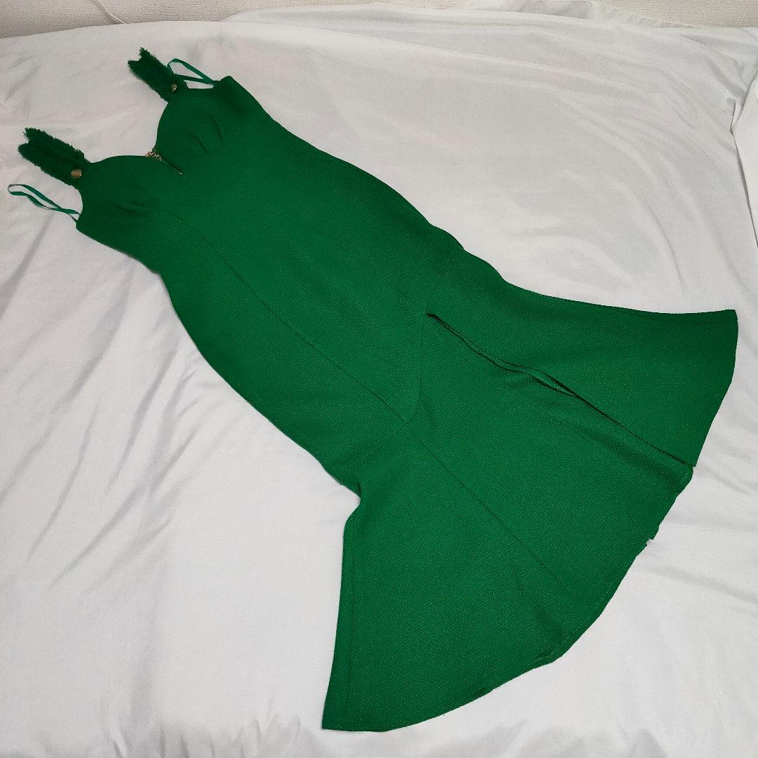 【美品☆】ROBE de FLEUR ツイードタイトロングドレス グリーン