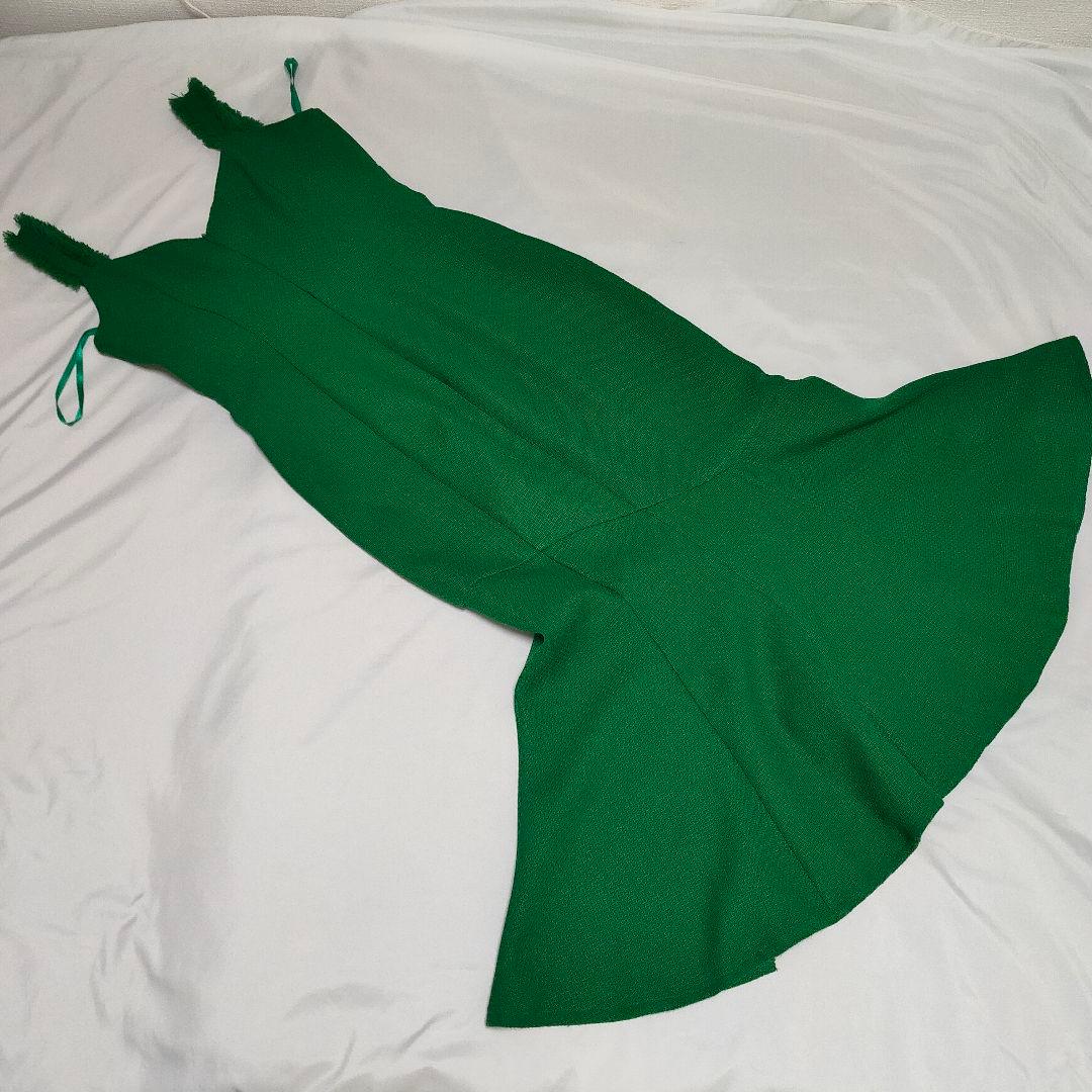 【美品☆】ROBE de FLEUR ツイードタイトロングドレス グリーン