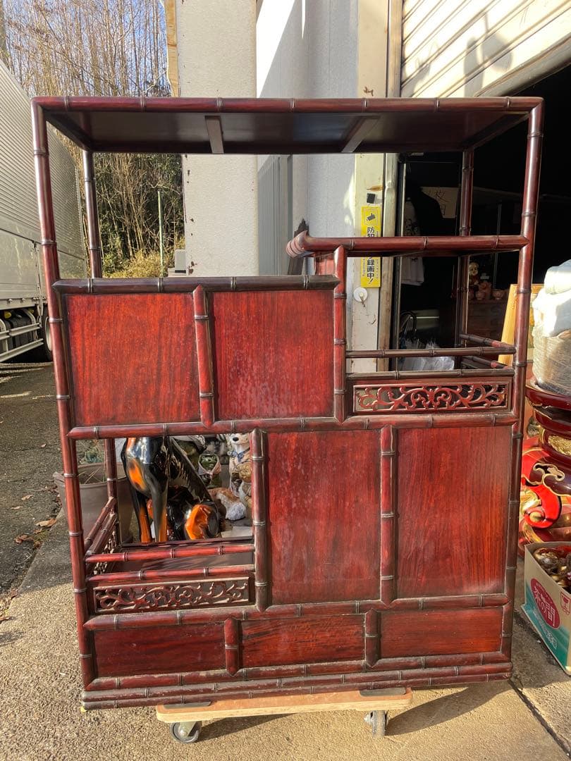 【高級】唐木　茶棚　中国家具　アンティーク　収納　茶箪笥