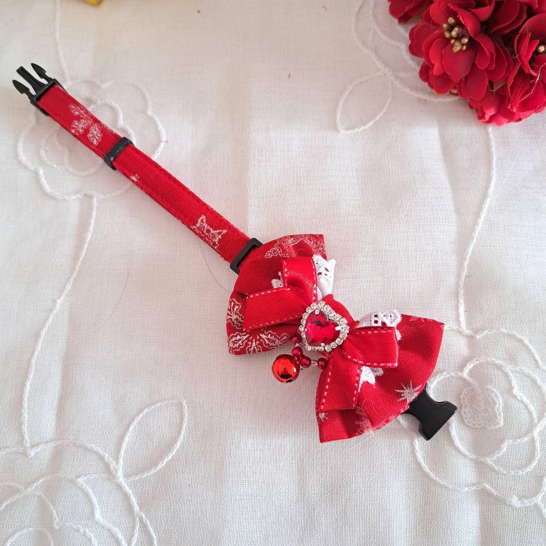 クリスマスシリーズ(赤スノーフレーク)わんちゃん猫ちゃん用首輪