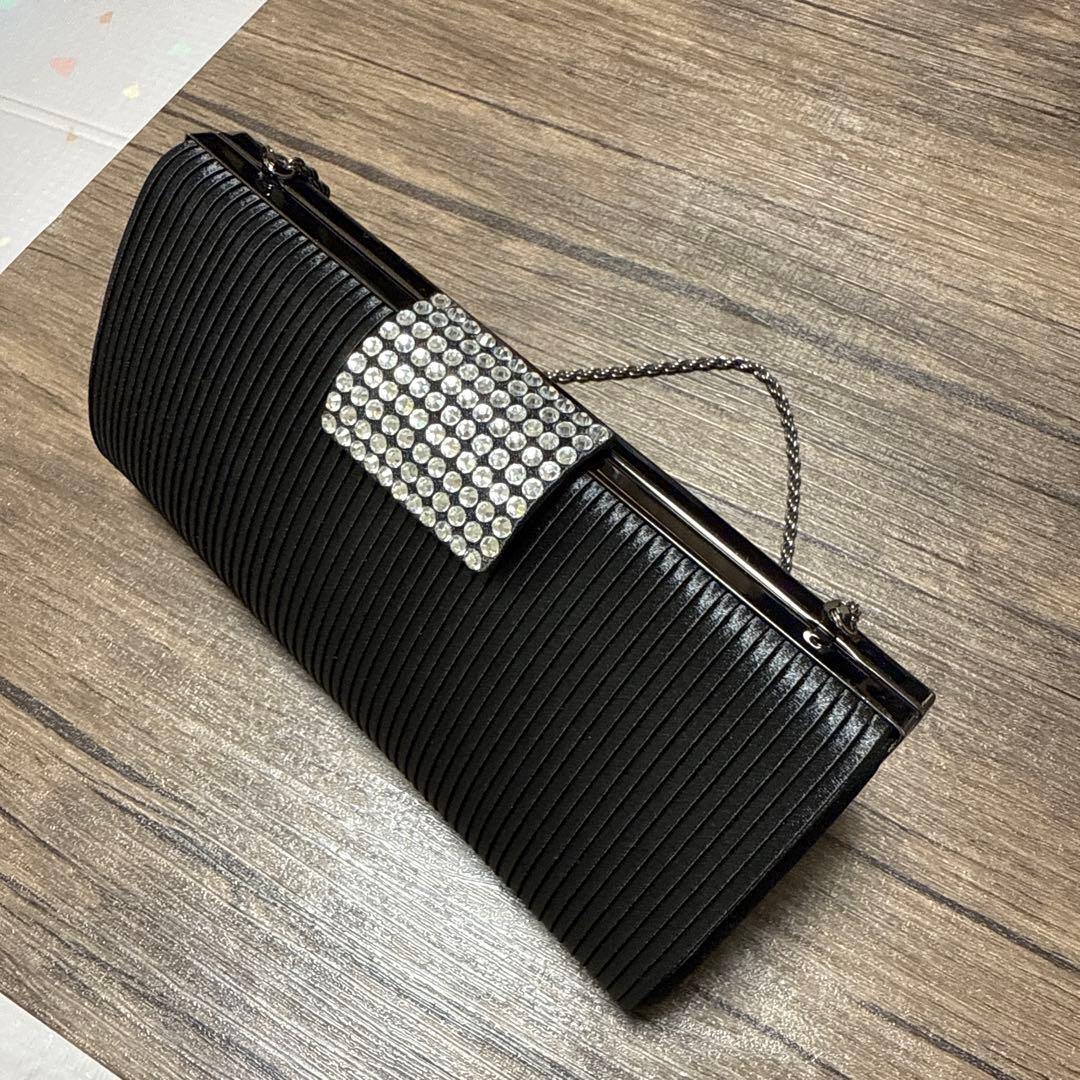 タカシマヤ　フォーマル　パーティーバック　ハンドバック　ブラックプリーツ