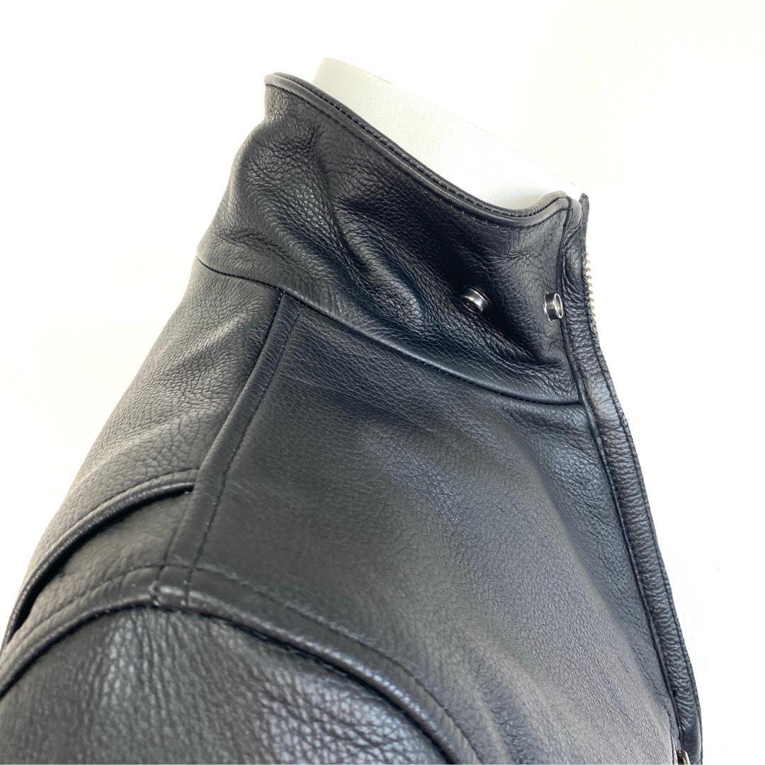 【大人気】ブラック シングルライダース レザージャケット 牛革 黒 メンズ