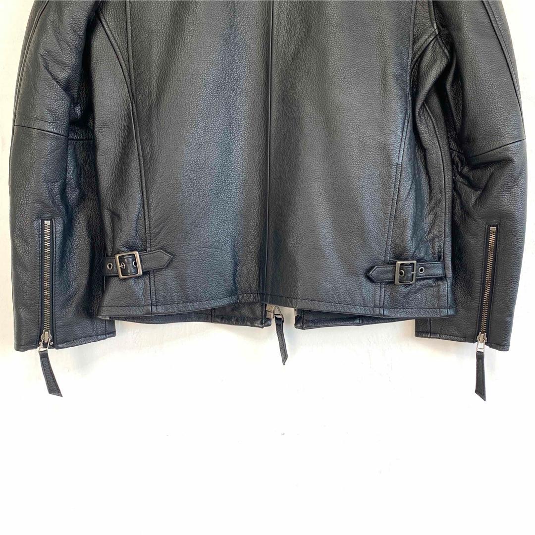 【大人気】ブラック シングルライダース レザージャケット 牛革 黒 メンズ