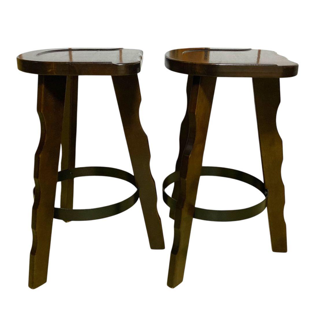 ①【ヴィンテージ】カリモク ルスティック ハイチェア バースツール スツール