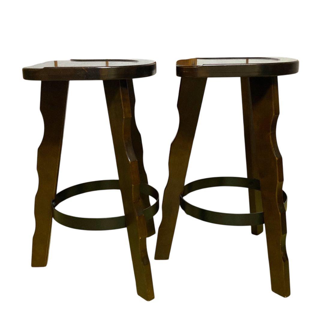 ①【ヴィンテージ】カリモク ルスティック ハイチェア バースツール スツール