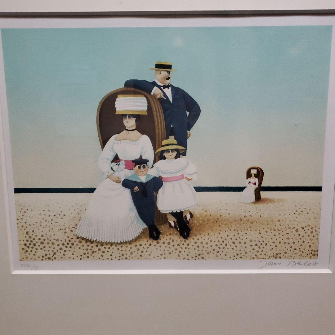 絵画、リトグラフ、家族、