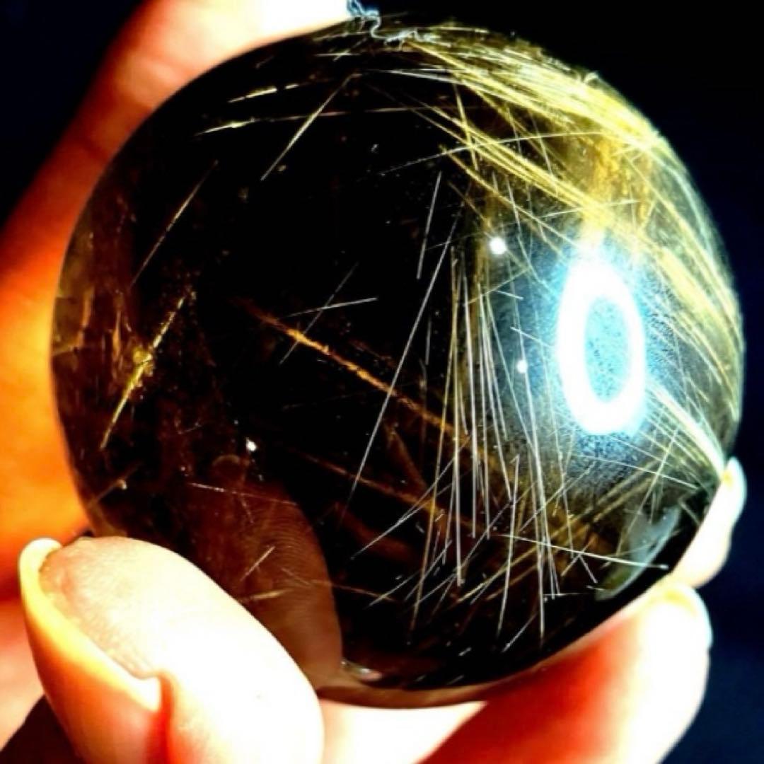 超絶綺麗✨50mm ゴールドルチルクォーツ　丸玉　スフィア　金針水晶