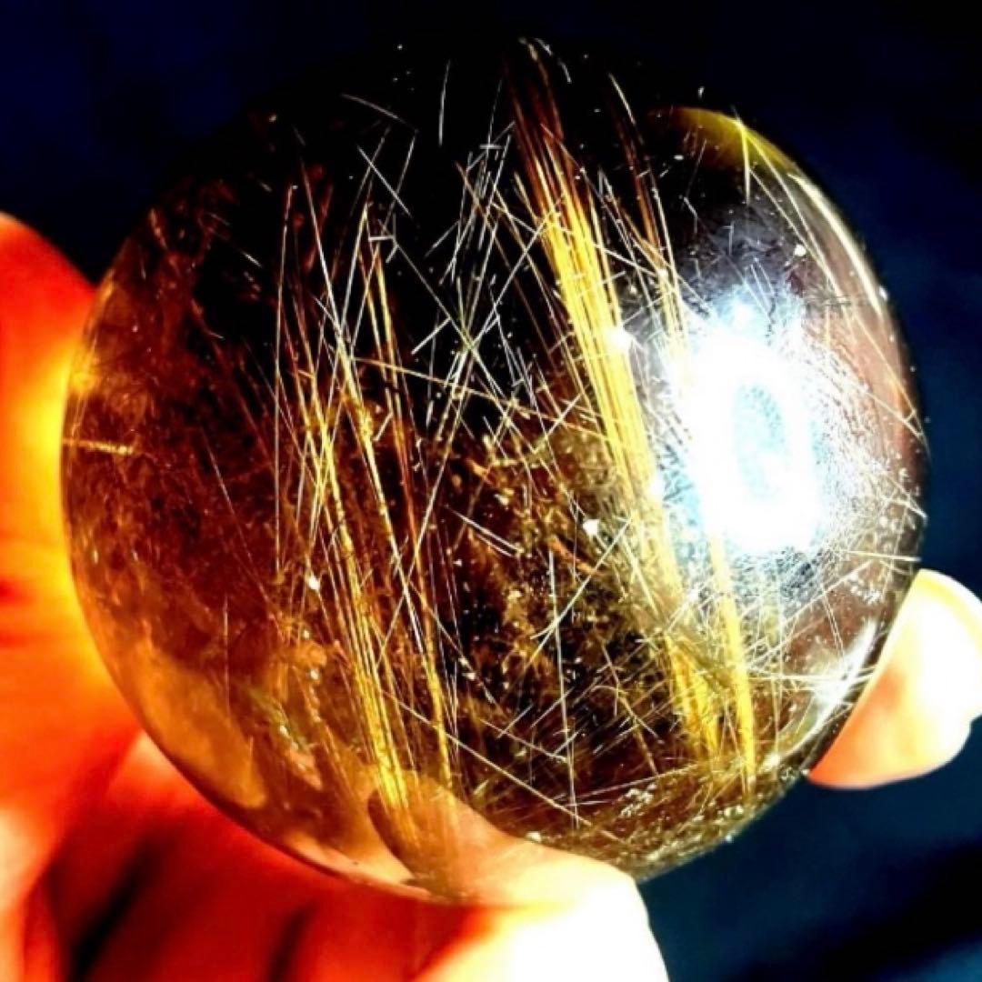 超絶綺麗✨50mm ゴールドルチルクォーツ　丸玉　スフィア　金針水晶