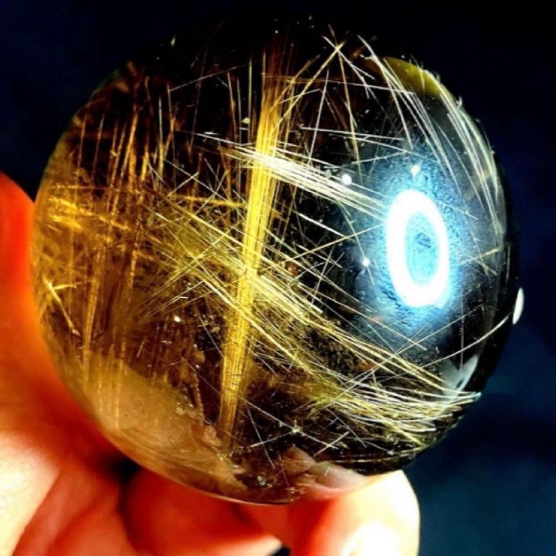 超絶綺麗✨50mm ゴールドルチルクォーツ　丸玉　スフィア　金針水晶