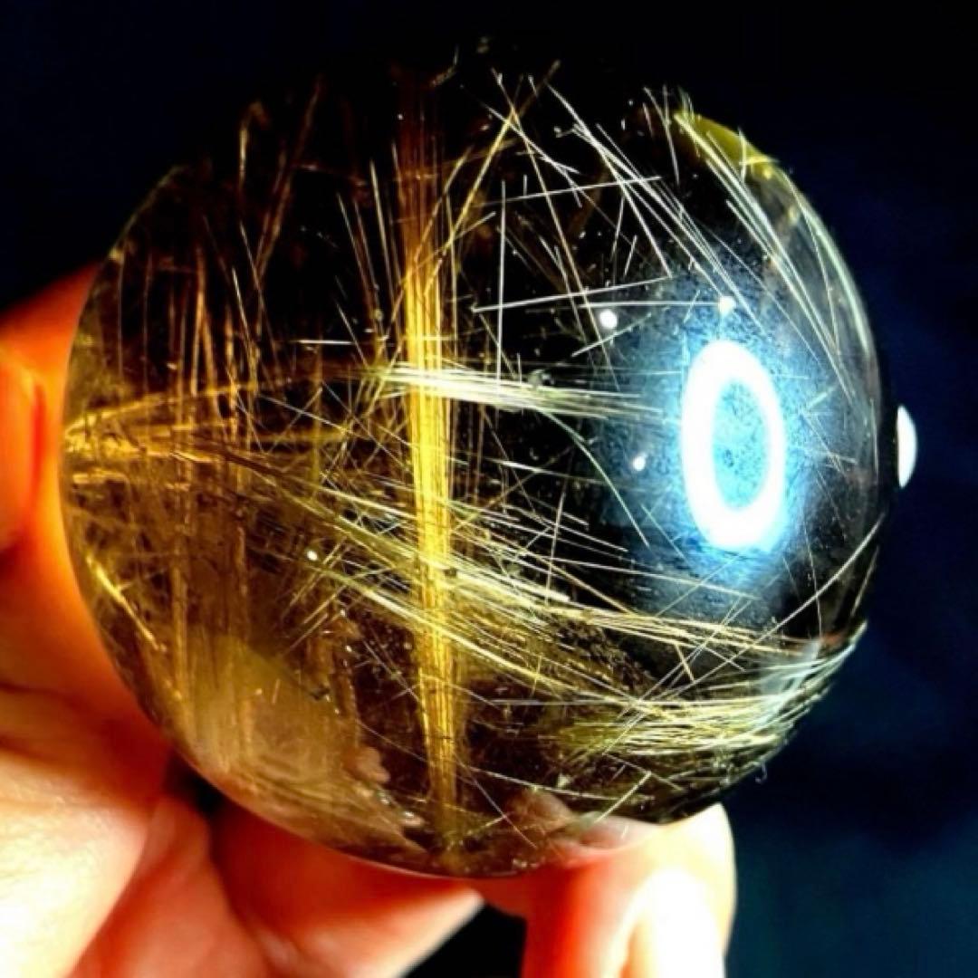 超絶綺麗✨50mm ゴールドルチルクォーツ　丸玉　スフィア　金針水晶