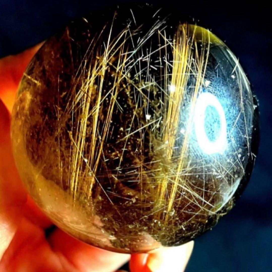 超絶綺麗✨50mm ゴールドルチルクォーツ　丸玉　スフィア　金針水晶