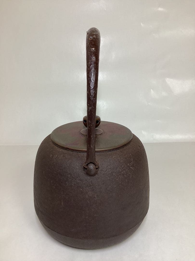 茶道具 古物品 鉄瓶 棗形 象嵌入 長文作 木箱入