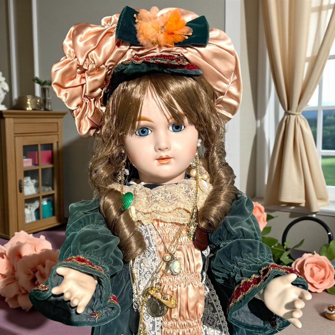 焼きみかん ビスクドール アーテー グリーン ピンク ロングドレス ボネ