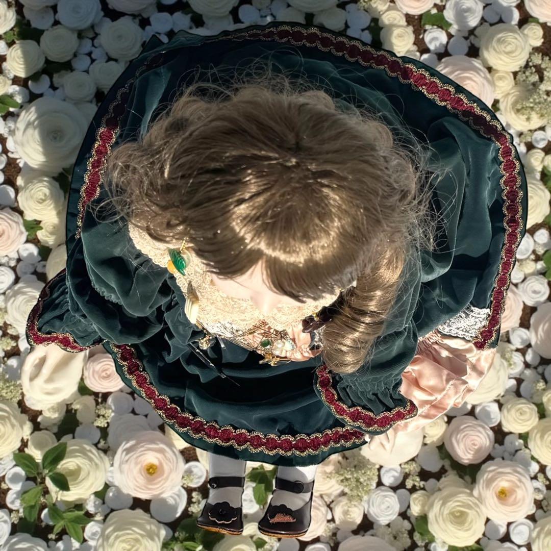 焼きみかん ビスクドール アーテー グリーン ピンク ロングドレス ボネ